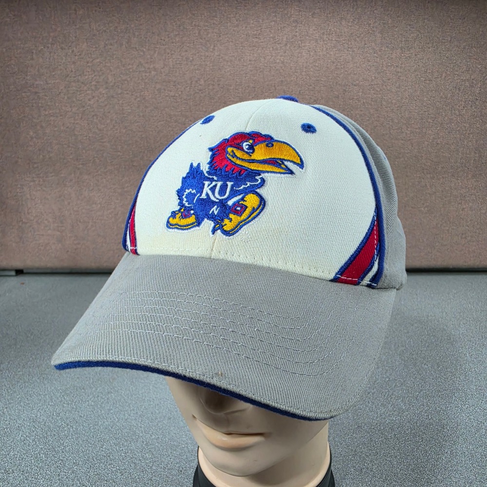 NCAA Kansas Jayhawks Hat Mens OSFM Grey Good Embroidered Mascot Cap